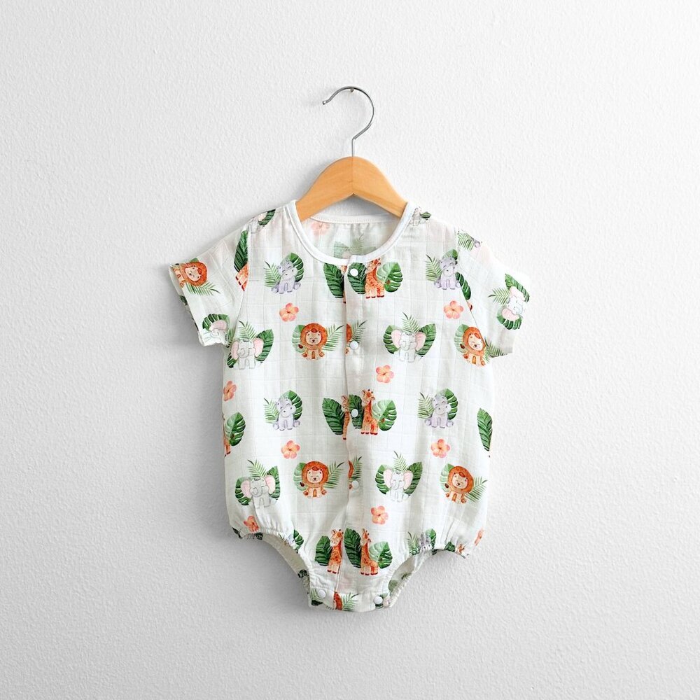 NWT Cute Short Sleeve Baby Onesies One-Piece Romper Unisex Safari Animal 3-6M - Picture 2 of 4